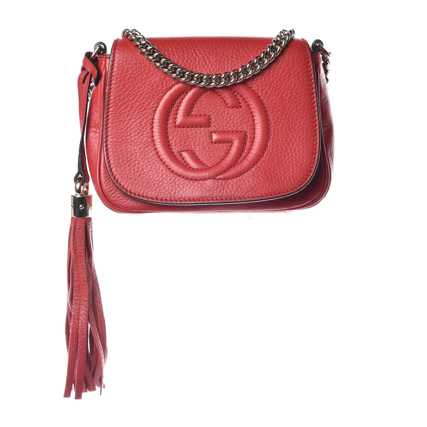 Gucci Pebbled Calfskin Small Soho Flap Crossbody Red 1 of 16
