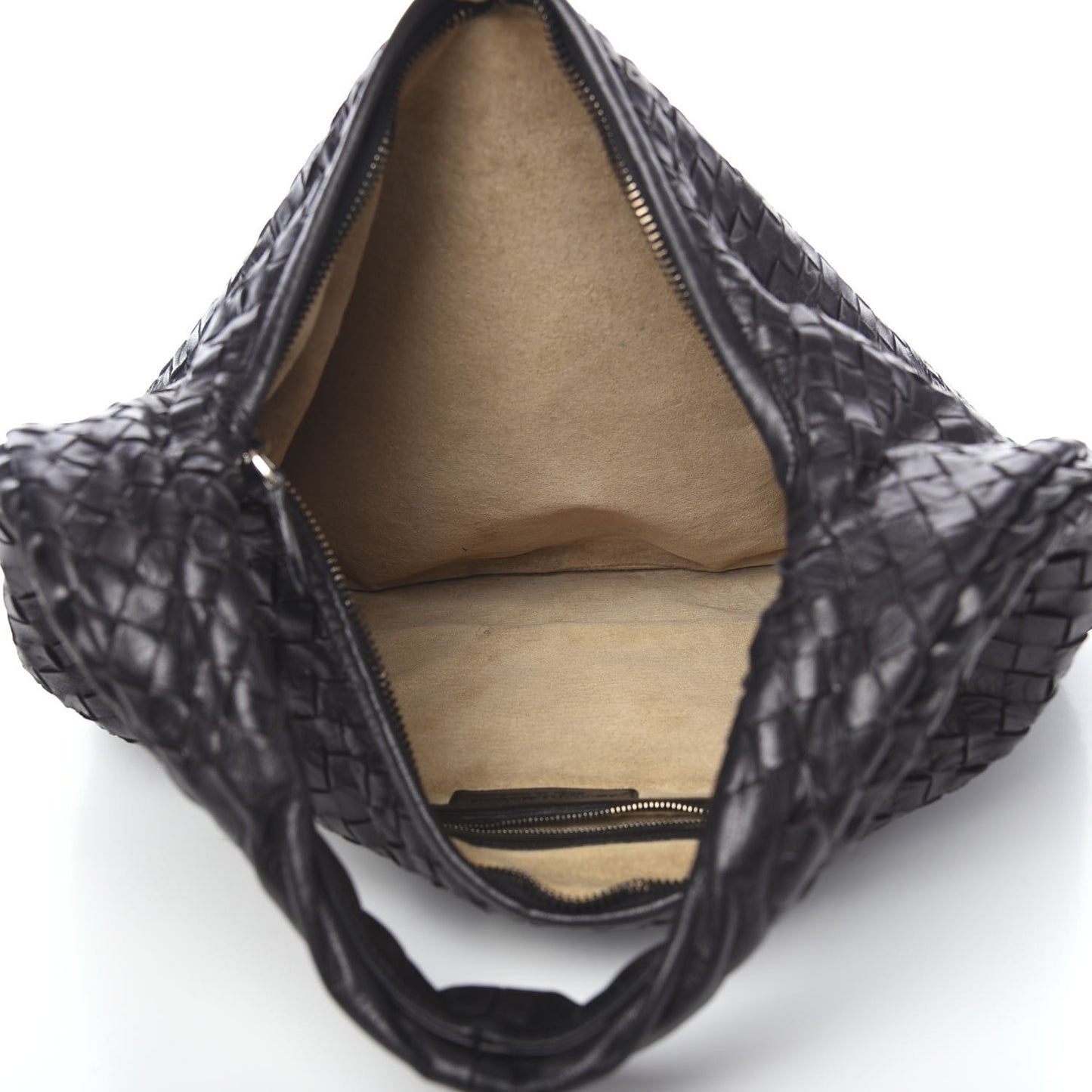 Nappa Intrecciato Embossed Medium Veneta Hobo Black