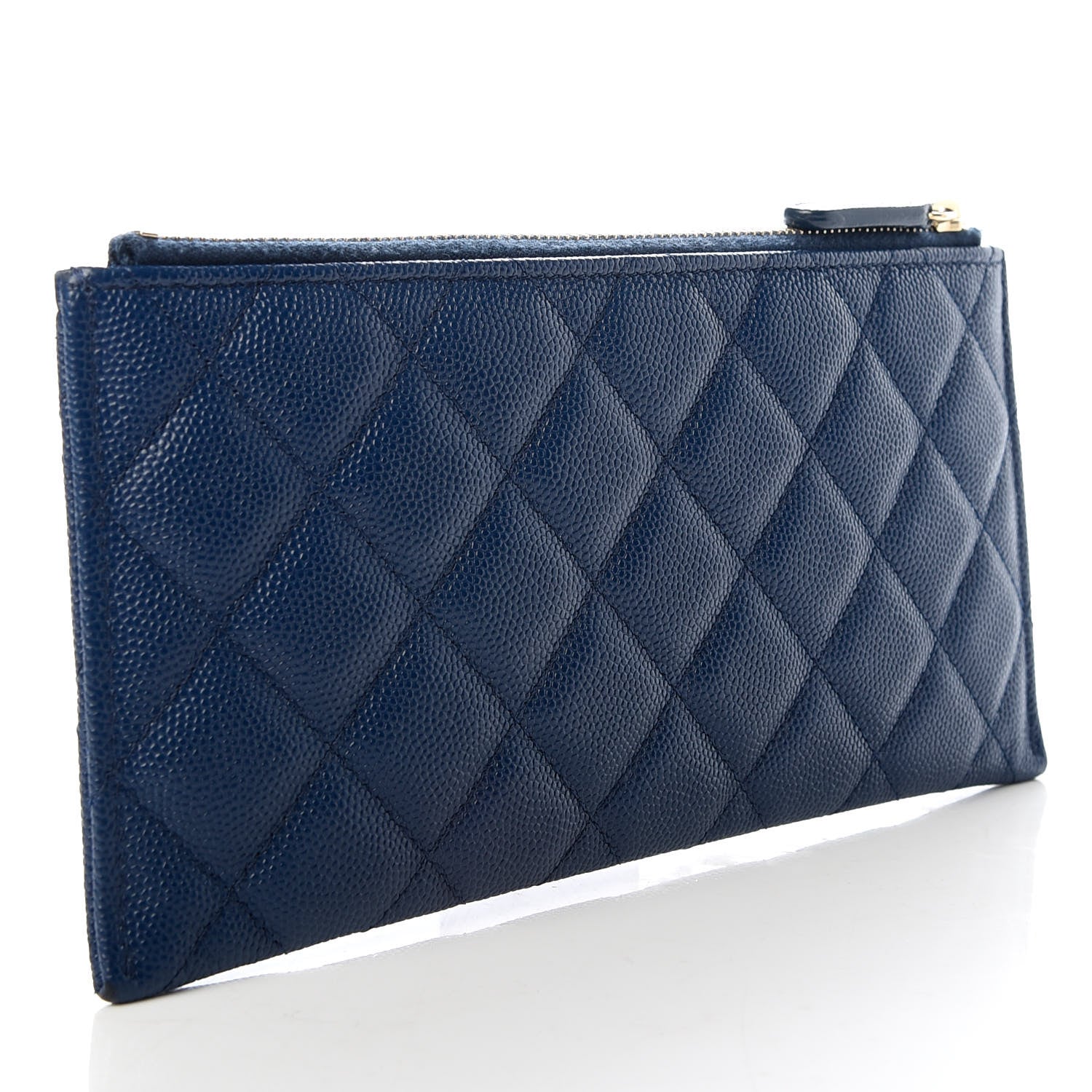 Chanel Iridescent Caviar Quilted Classic Zip Pouch Navy 3 of 9