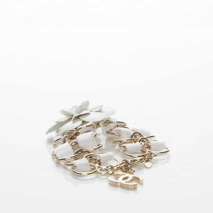 Chanel Resin Camellia Chain Ribbon Bracelet White 3 of 6