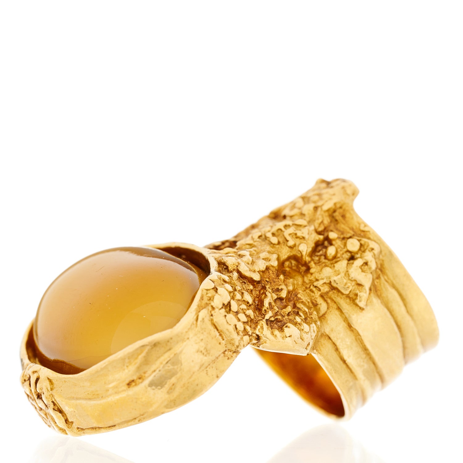 Saint Laurent Glass Cabochon Arty Ovale Ring 7 Gold Yellow 5 of 7