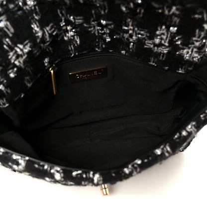 Chanel Tweed Quilted Medium Chanel 19 Flap Black Silver Ecru 5 of 10