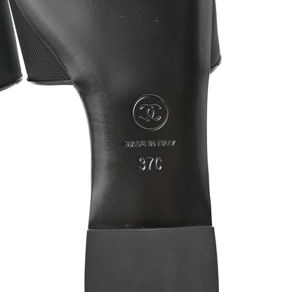 Chanel Mesh Patent Calfskin CC Mules 37 Black 6 of 10