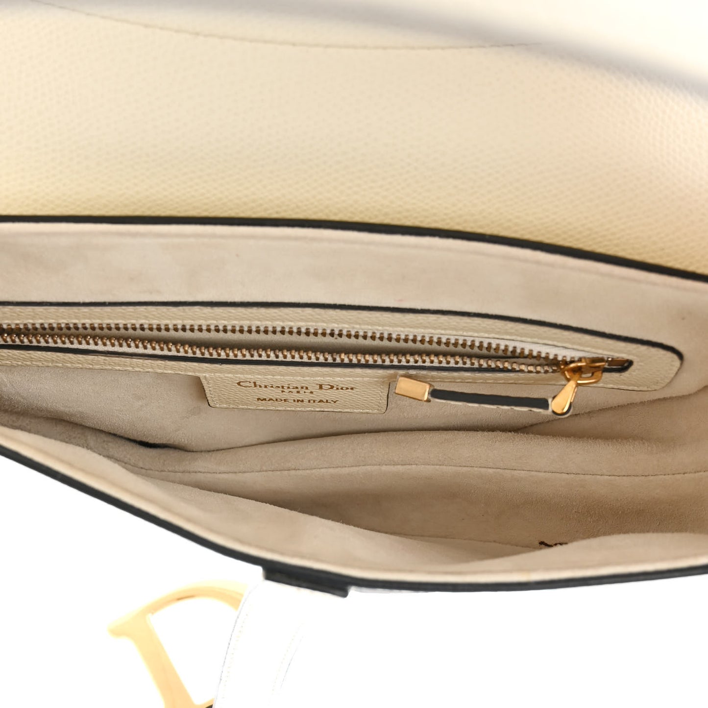 Grained Calfskin Saddle Bag White