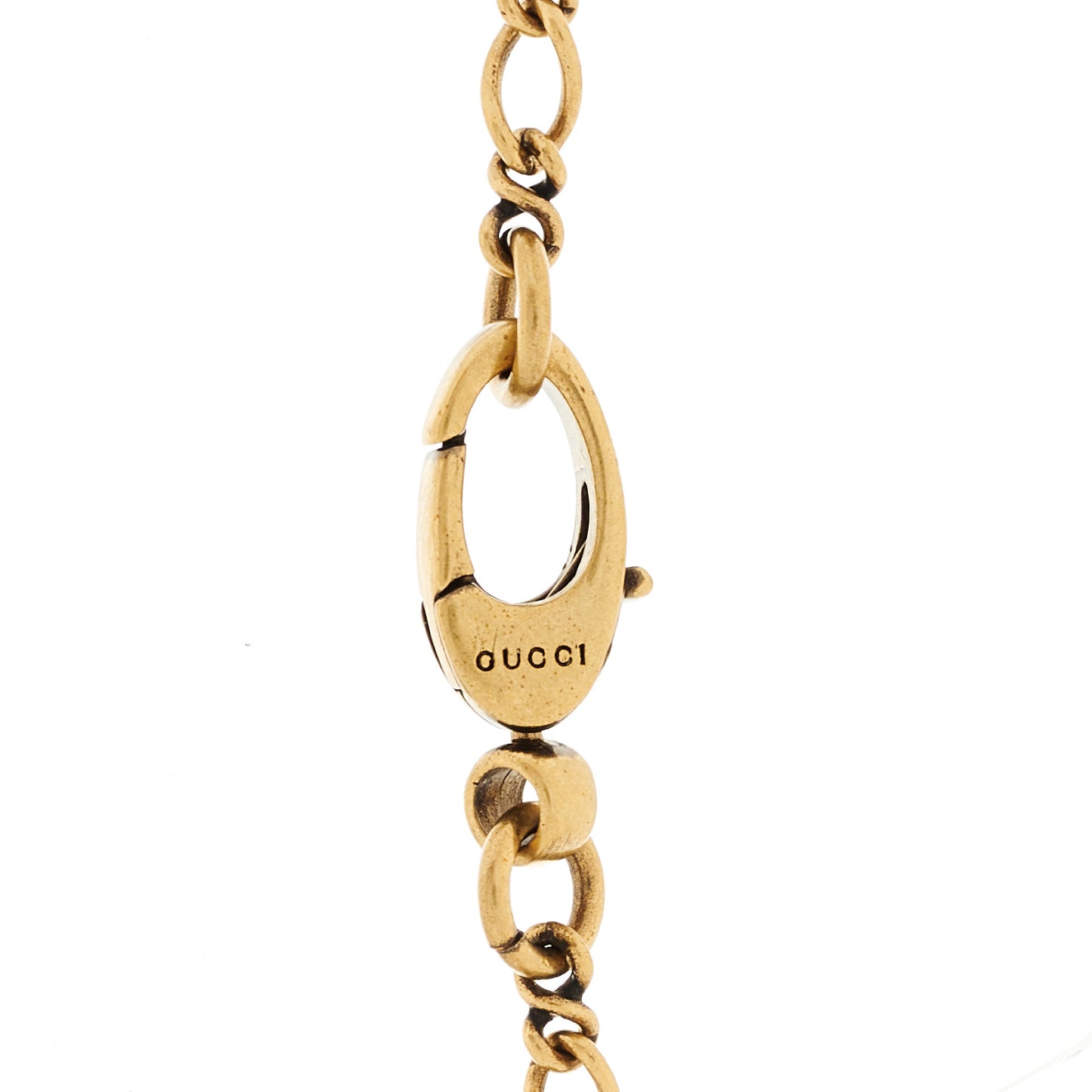 Metal Pearl Crystal Lion Head Necklace Aged Gold Multicolor