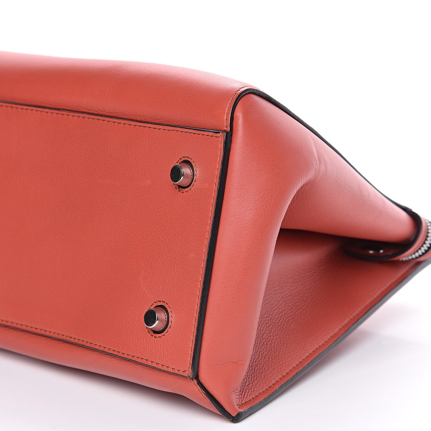 Drummed Calfskin Medium Edge Shoulder Bag Terracotta