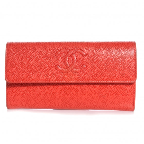 Caviar CC Long Flap Wallet Coral
