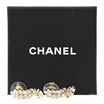 Chanel Crystal Sparkling Wheat CC Long Drop Earrings Gold 5 of 5