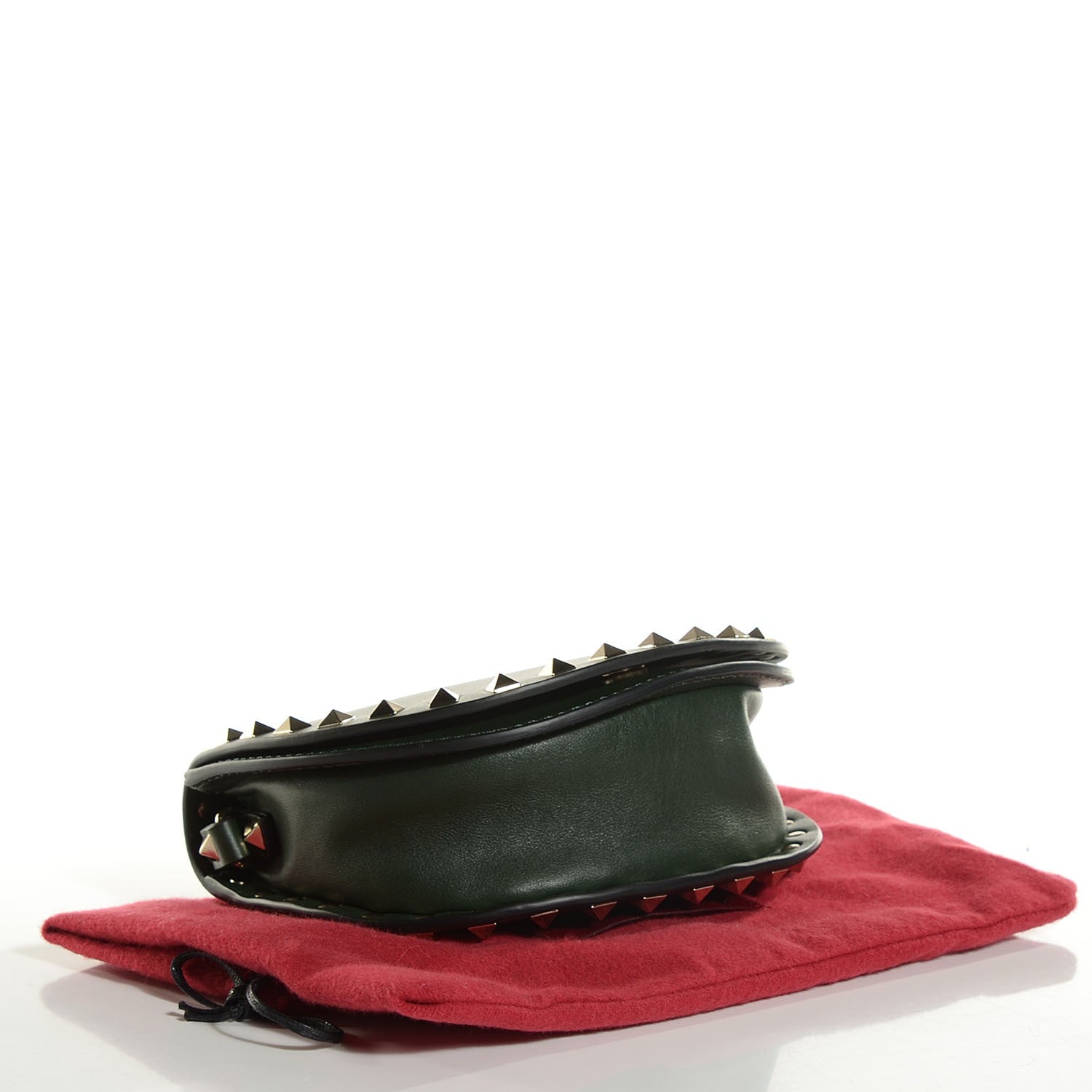 Valentino Garavani Vitello Rockstud Halfmoon Saddle Bag Forest Green 3 of 8