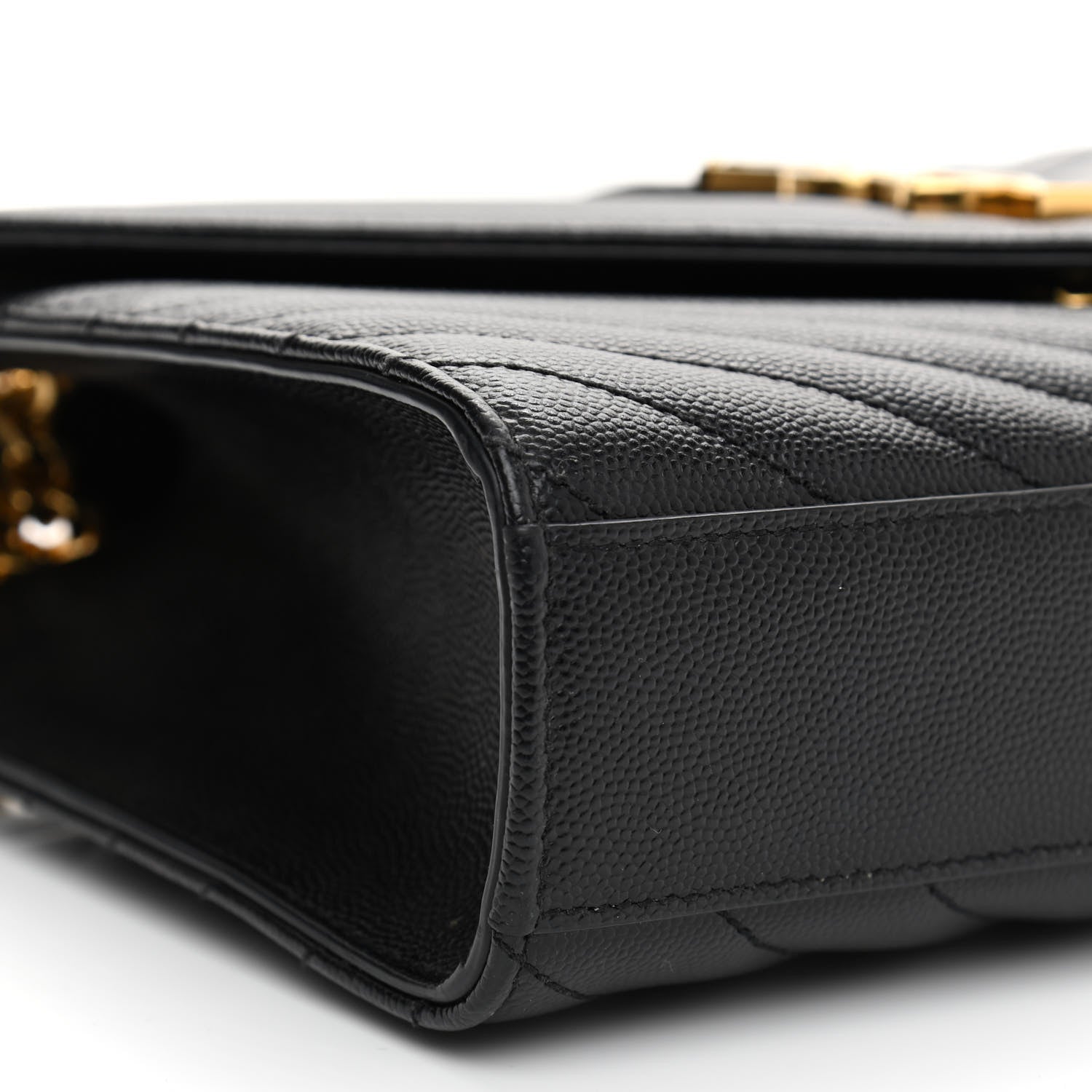 Saint Laurent Grain De Poudre Matelasse Chevron Medium Monogram Satchel Black 9 of 10