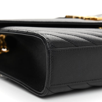 Saint Laurent Grain De Poudre Matelasse Chevron Medium Monogram Satchel Black 9 of 10