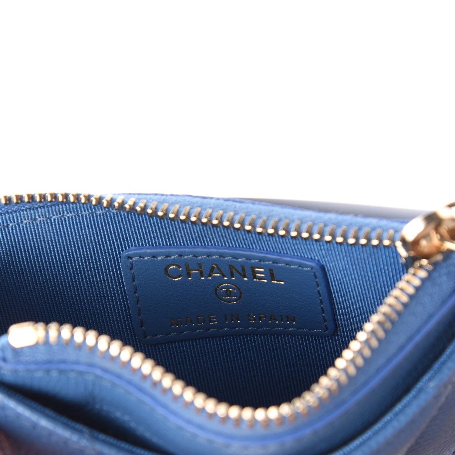 Chanel Caviar Quilted CC Zip Card Holder Blue 6 of 9