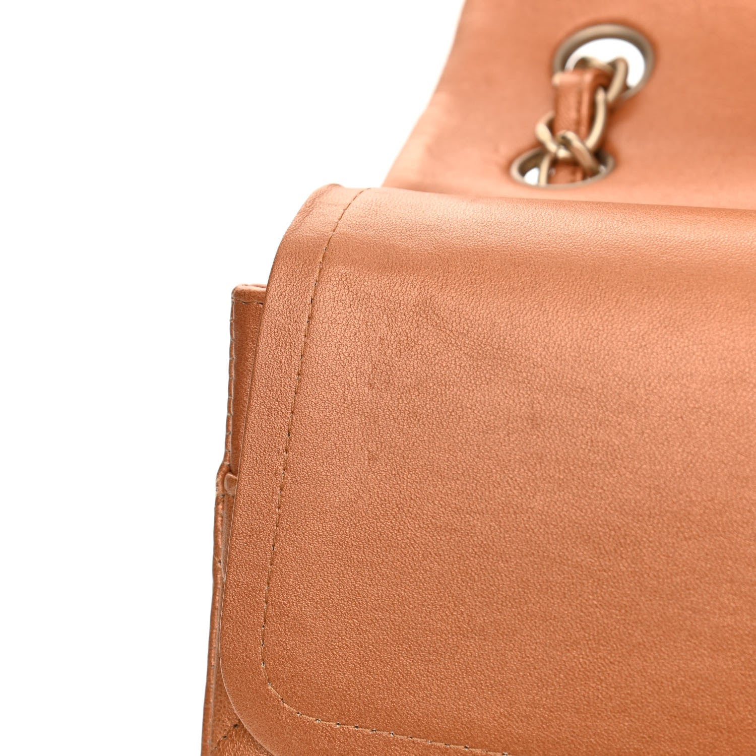 Chanel Metallic Lambskin Quilted Jumbo Double Flap Copper 14 of 15