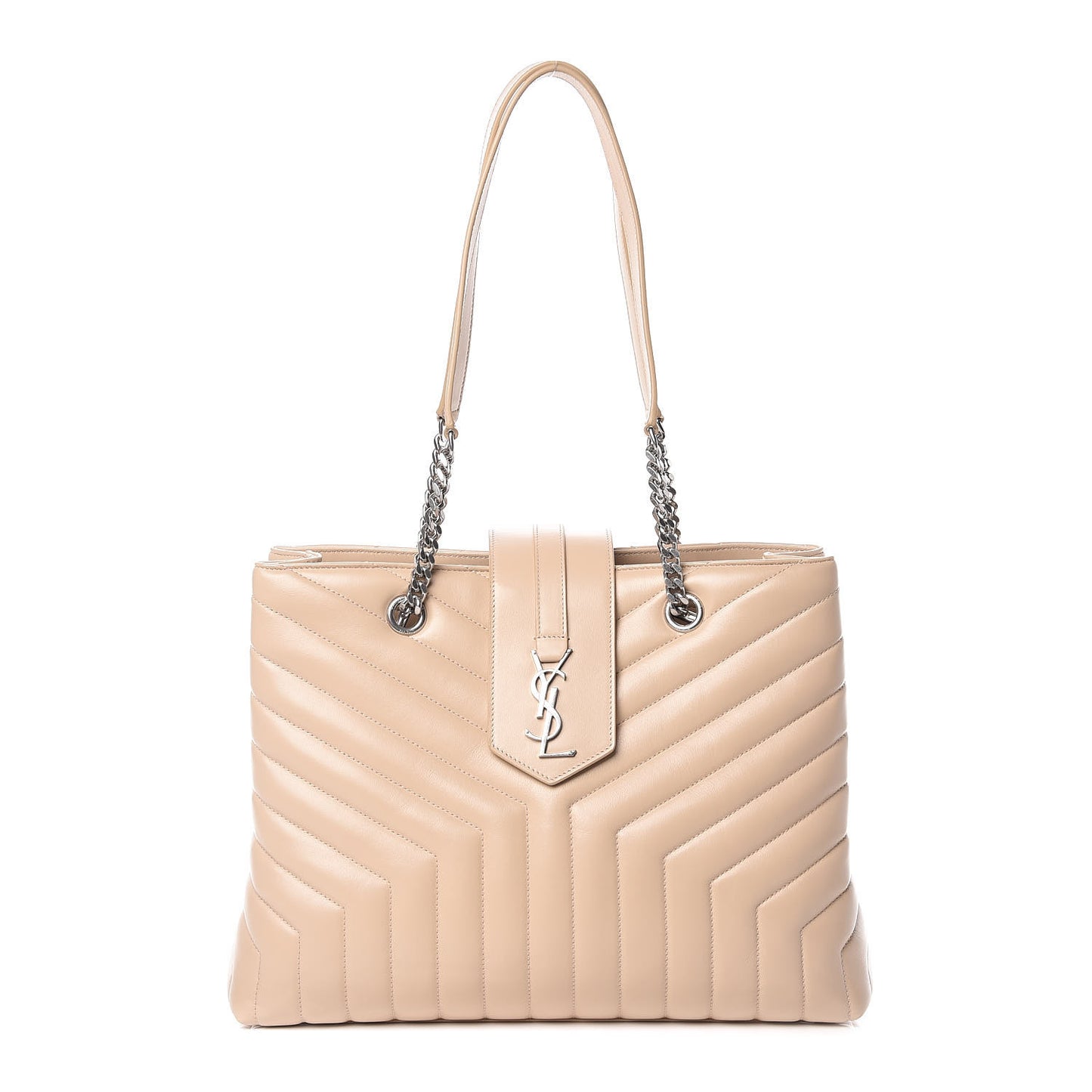 Calfskin Y Quilted Monogram Large Loulou Shopper Nude Powder