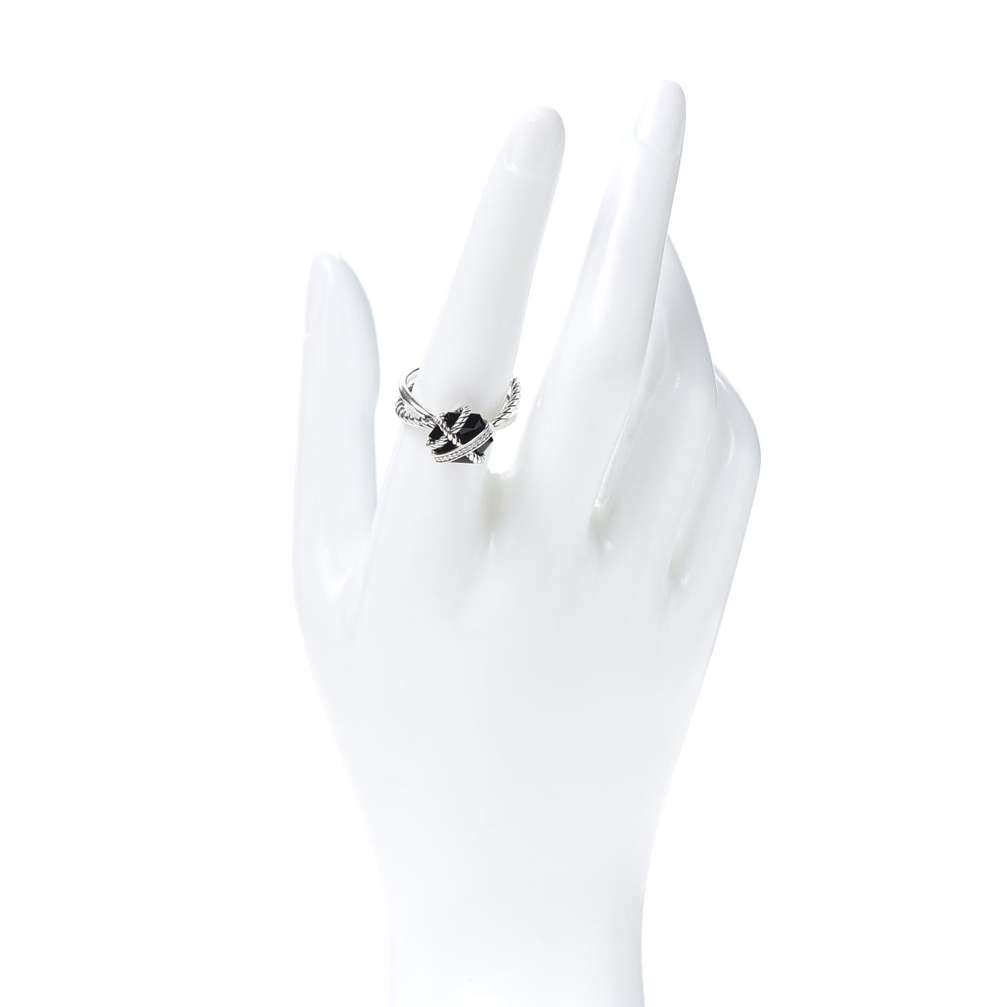 Sterling Silver Diamond Black Onyx 10mm Cable Wrap Ring 57 8