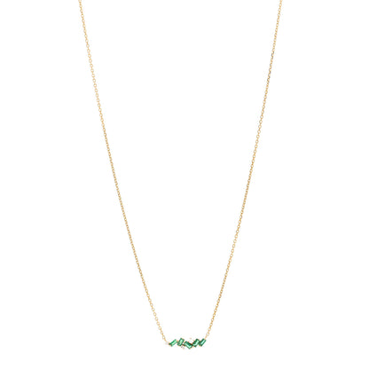 Suzanne Kalan 18K Yellow Gold Diamond Emerald Bar Necklace 1 of 5