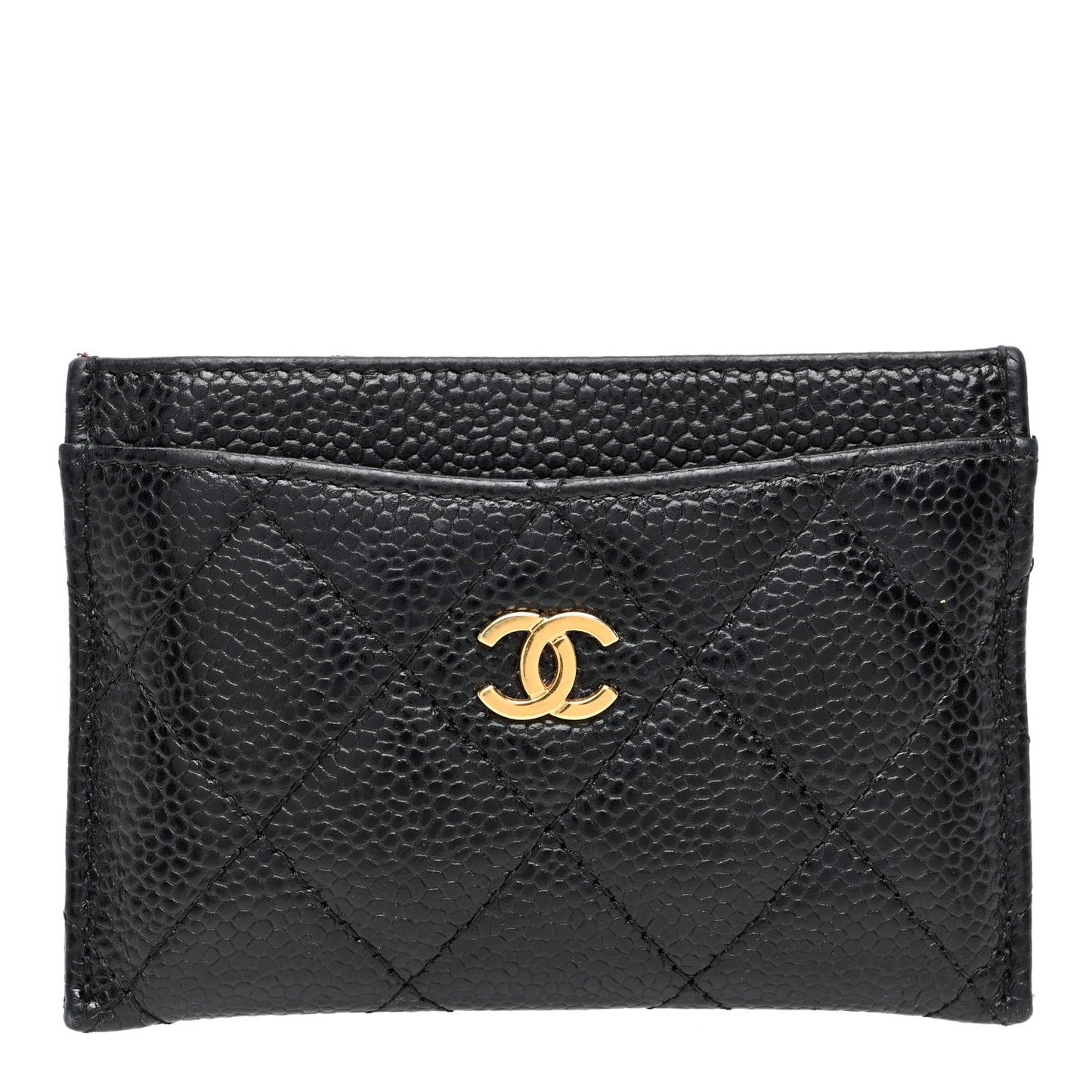 Caviar Quilted Card Holder Black