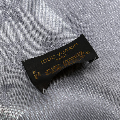 Louis Vuitton Silk Lurex Wool Monogram Shine Shawl Charcoal Grey 5 of 6