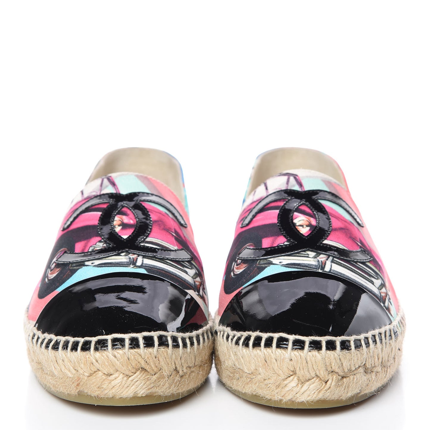Patent Fabric CC Espadrilles 39 Multicolor Black