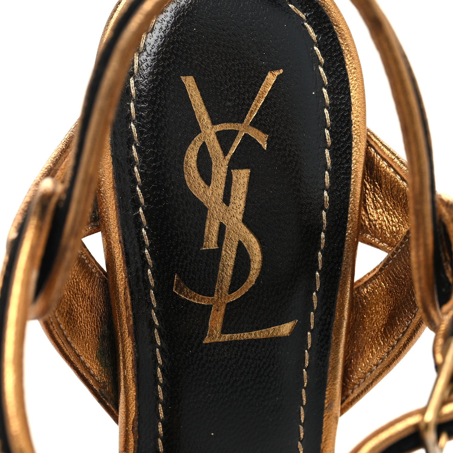 Saint Laurent Suede Tribute 105 Platform Sandals 37 Black Gold 7 of 9