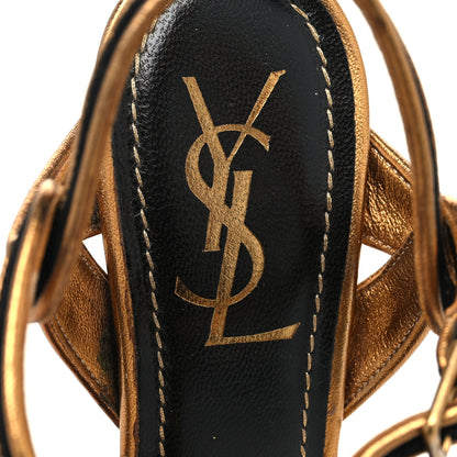 Saint Laurent Suede Tribute 105 Platform Sandals 37 Black Gold 7 of 9