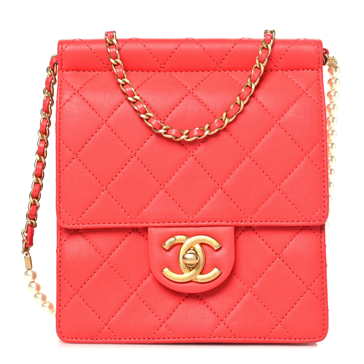 Chanel Goatskin Quilted Chic Pearls Flap Dark Pink 1 of 10
