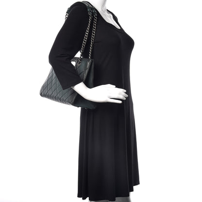 Chanel Goatskin Quilted Large Perfect Edge Shopping Tote Dark Green 3 of 17