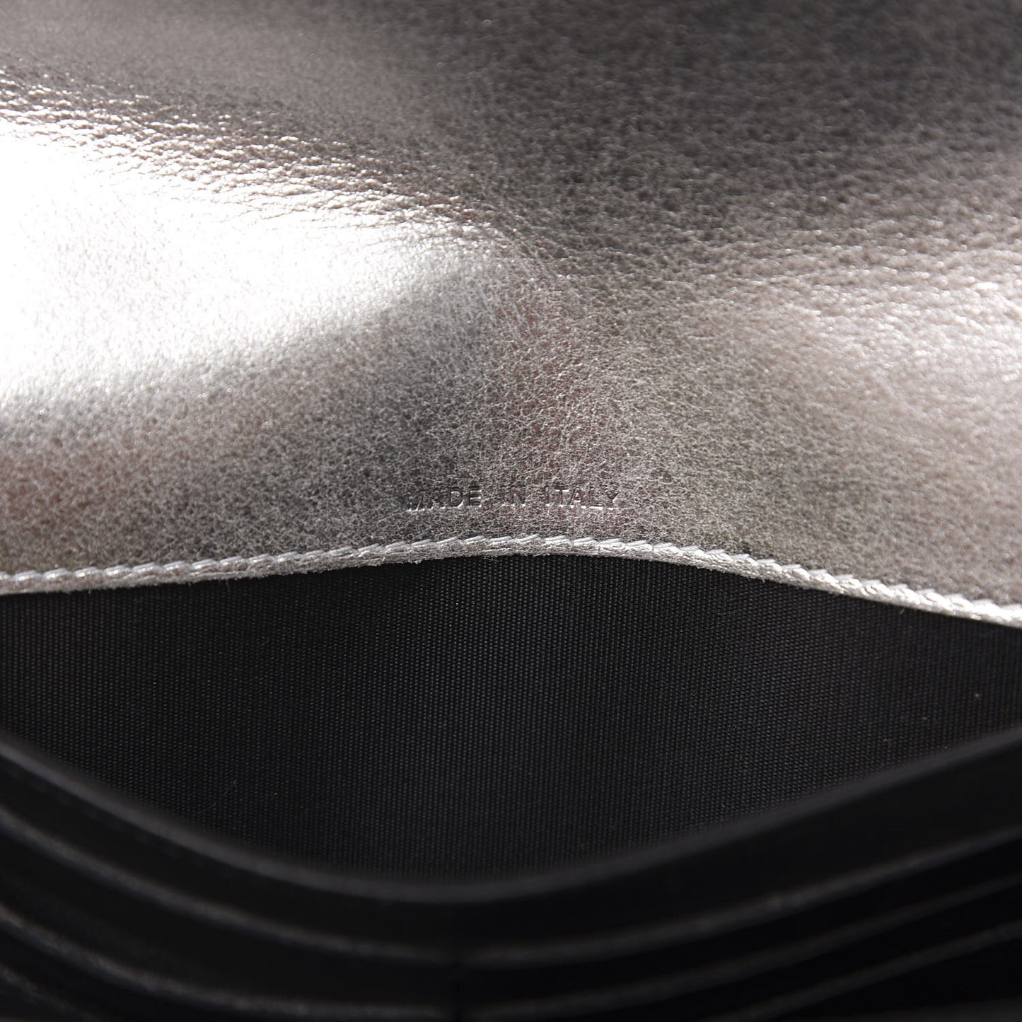 Lambskin Large CC Flap Wallet Silver