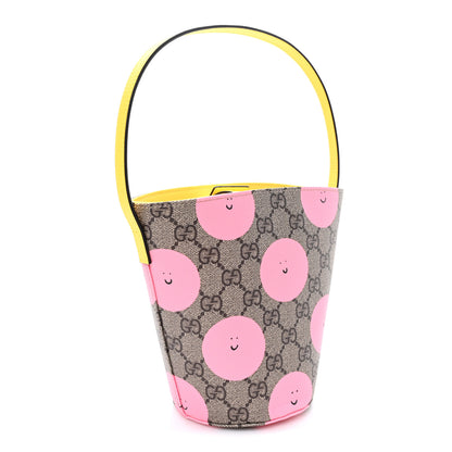 Gucci GG Supreme Monogram Childrens Printed Smile Bucket Bag Beige Dark Brown Yellow Pink 3 of 10