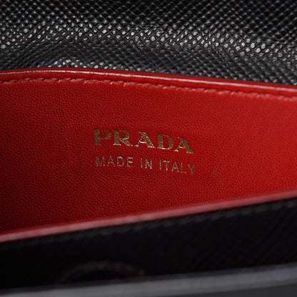 Prada Saffiano Cuir Medium Double Bag Black Fuoco 7 of 13
