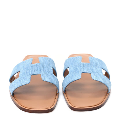 Hermes Denim Canvas Oran Sandals 41 Bleu Clair 2 of 9