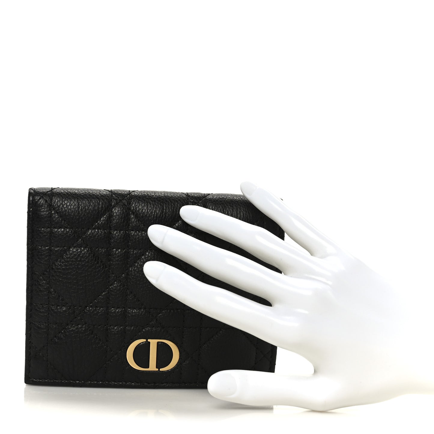 Supple Calfskin Cannage Caro Slim Wallet Black