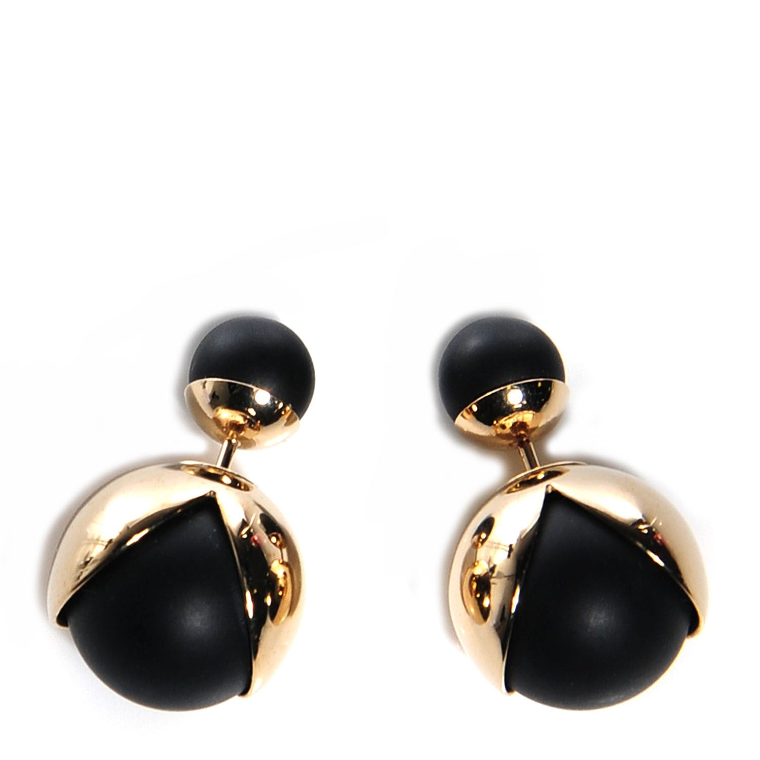 Christian Dior Rubber Lacquer Mise En Dior Tribal Earrings Matte Gold Black 1 of 8