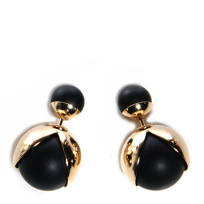 Christian Dior Rubber Lacquer Mise En Dior Tribal Earrings Matte Gold Black 1 of 8