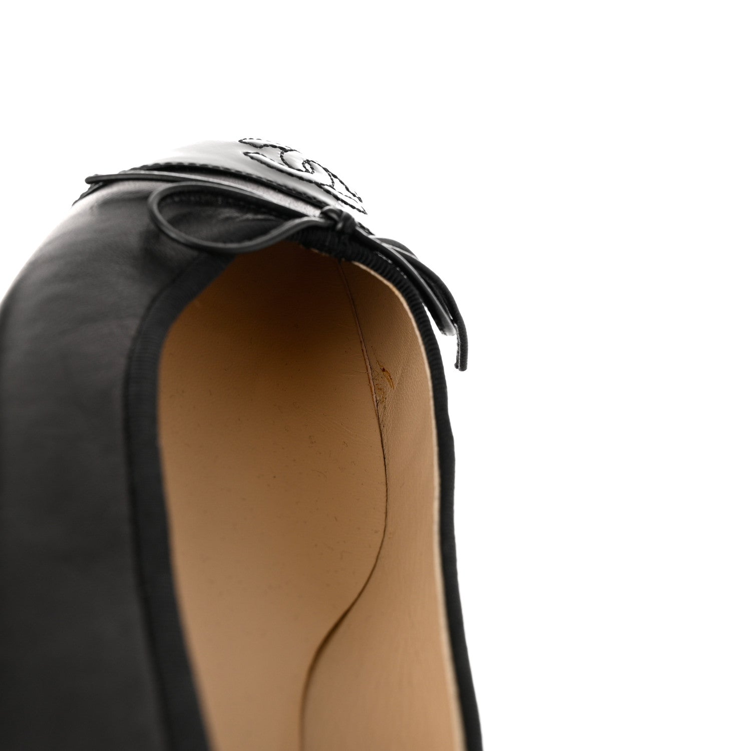 Chanel Lambskin Patent Cap Toe CC Ballerina Flats 40 Black 10 of 12