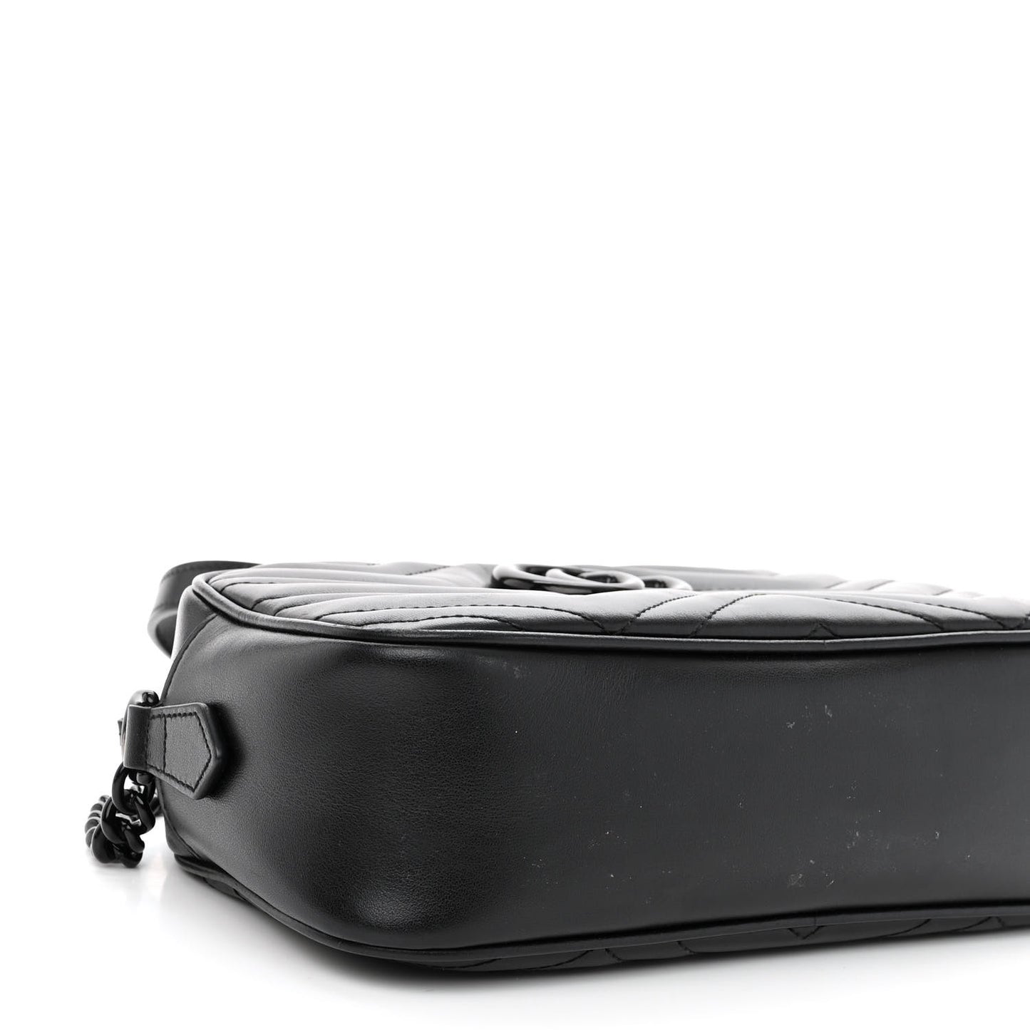 Calfskin Matelasse Monochrome Small GG Marmont Chain Shoulder Bag Black