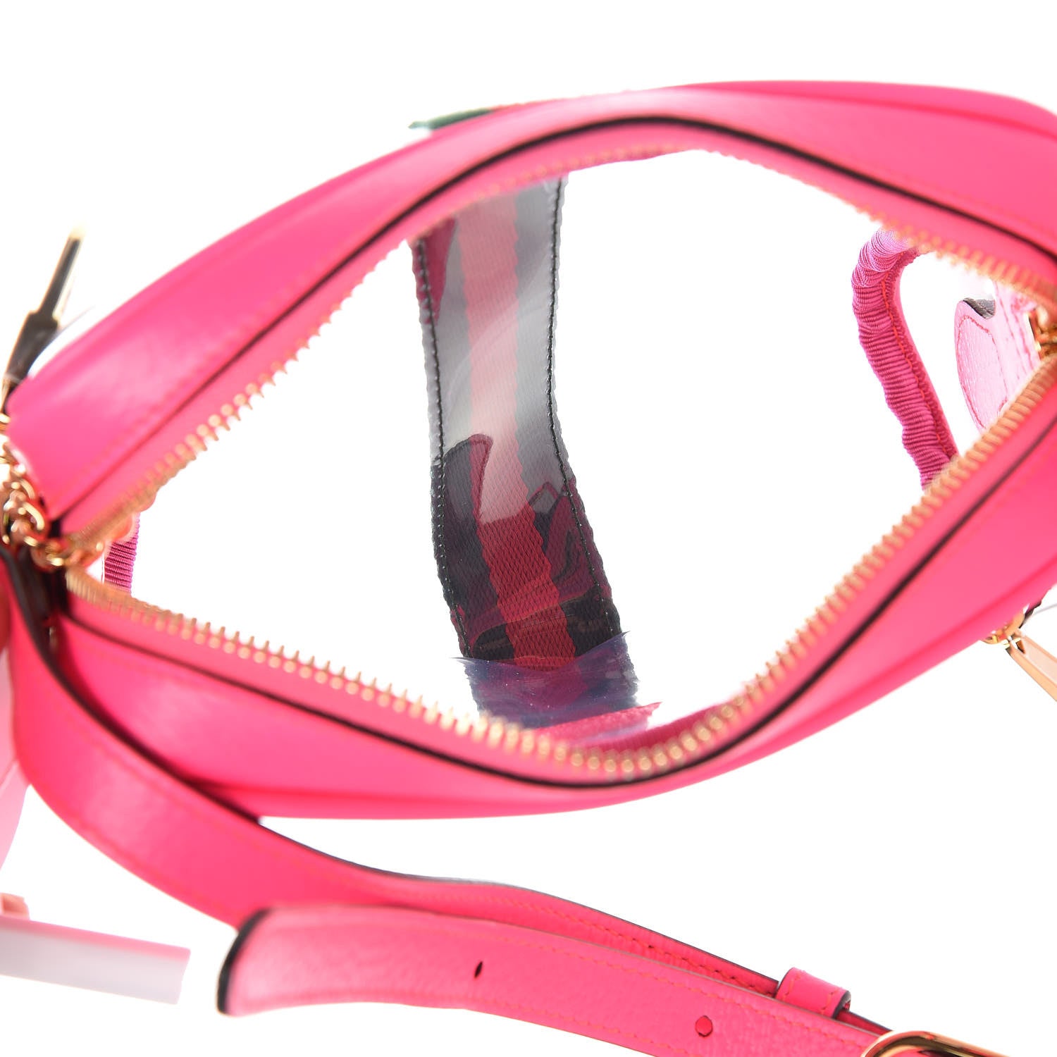 Gucci Vinyl Web Mini Ophidia Transparent Shoulder Bag Fluorescent Fuchsia 3 of 9