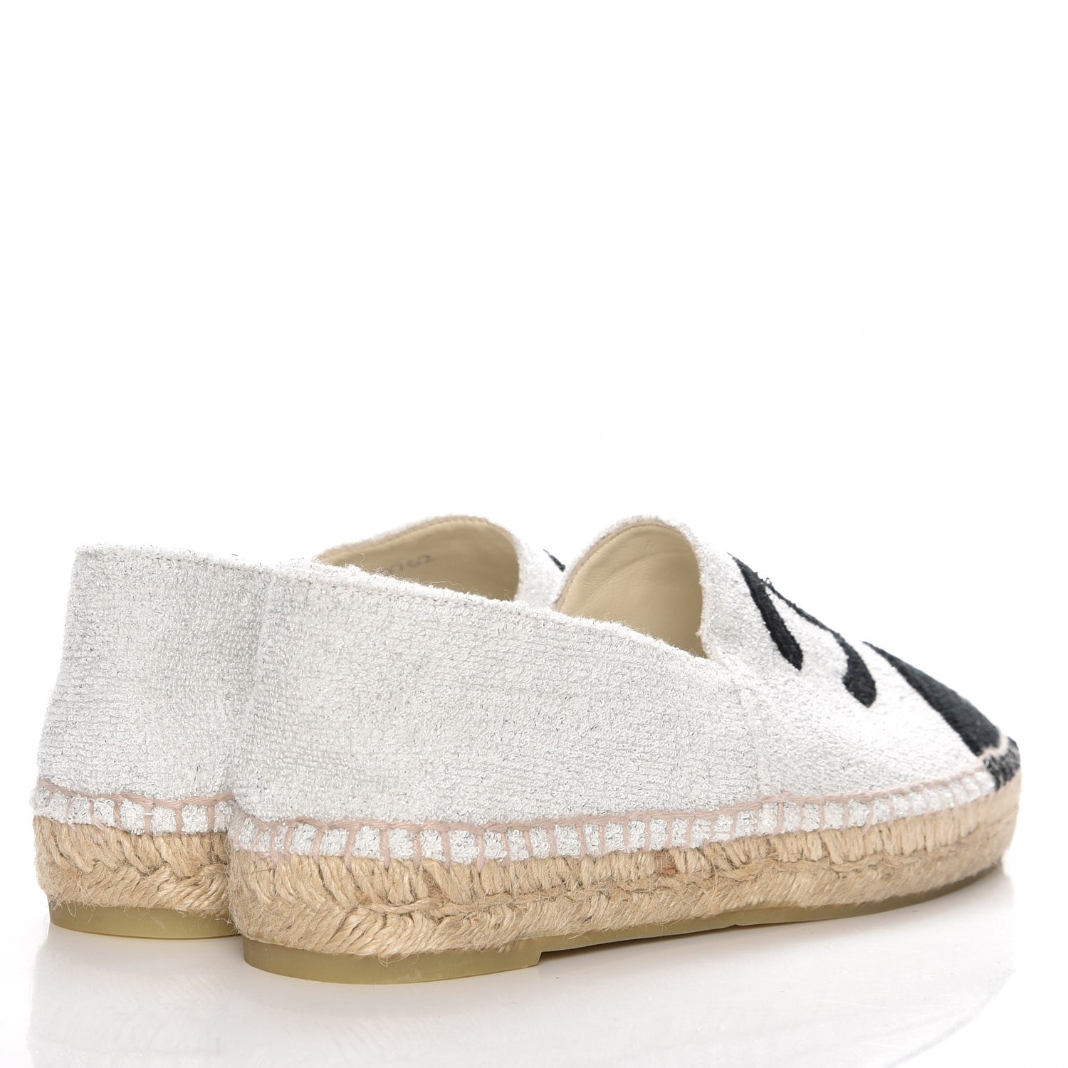 Chanel Fabric CC Espadrilles 37 Silver Black 4 of 10