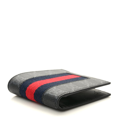 Gucci GG Supreme Monogram Selleria Calfskin Web New Web Bi-Fold Wallet Black 4 of 7