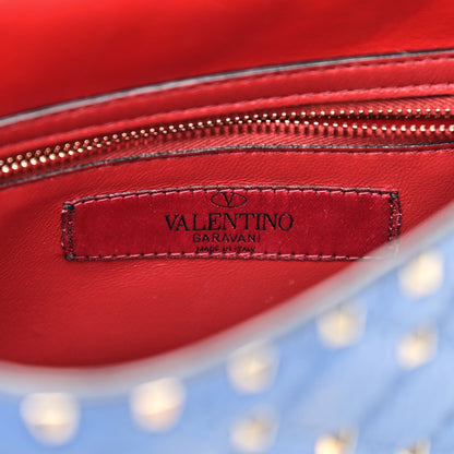 Valentino Garavani Grained Calfskin Medium Rockstud Spike Shoulder Bag Blue 6 of 10