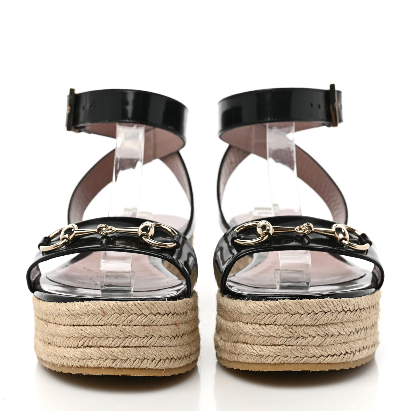 Patent Horsebit Espadrille Sandals 37 Black
