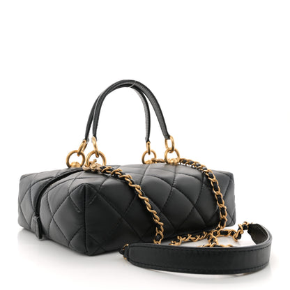 Chanel Calfskin Quilted Square Top Handle Vanity Case Black 3 of 11