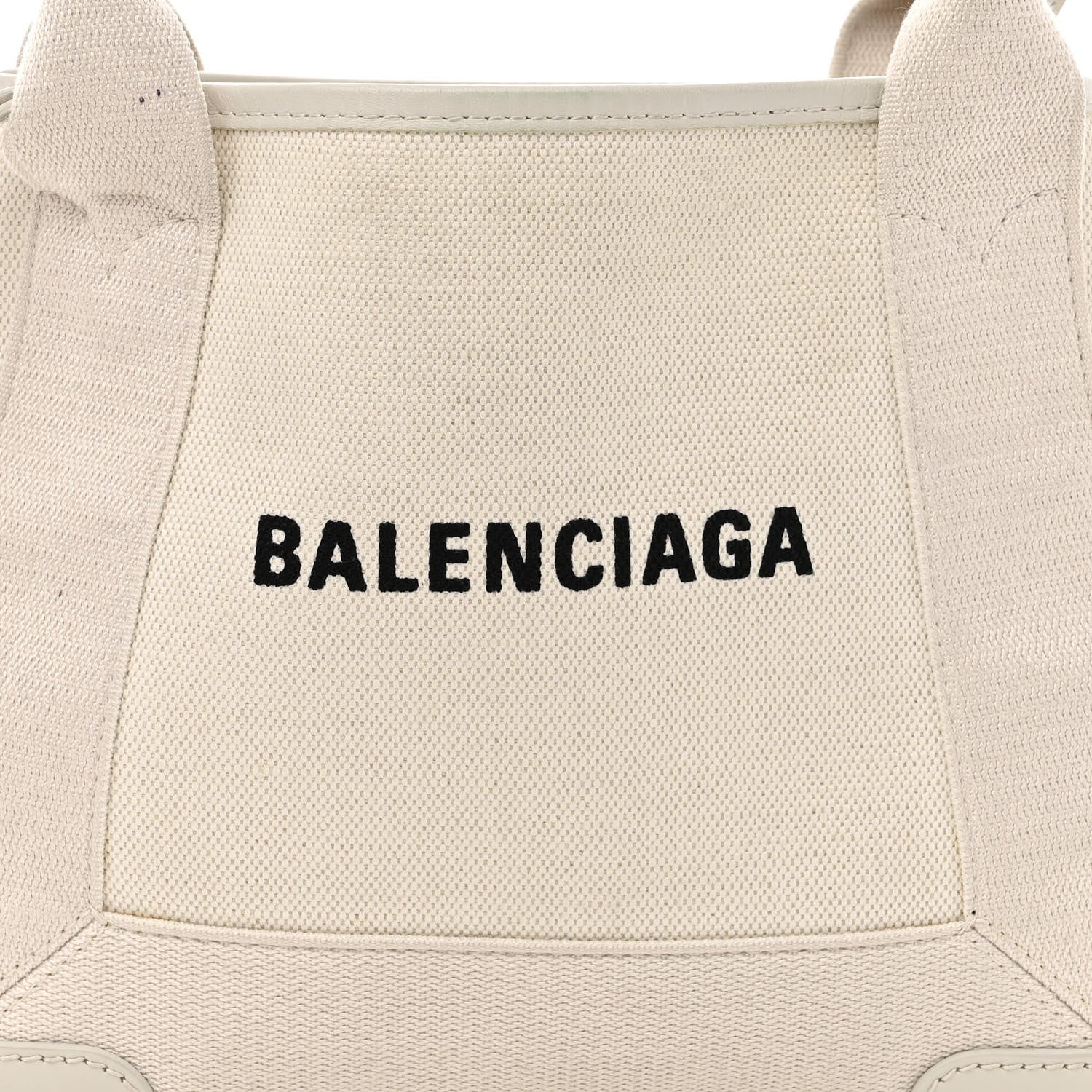 Balenciaga Cotton Canvas Calfskin Navy Cabas XS Natural 9 of 14