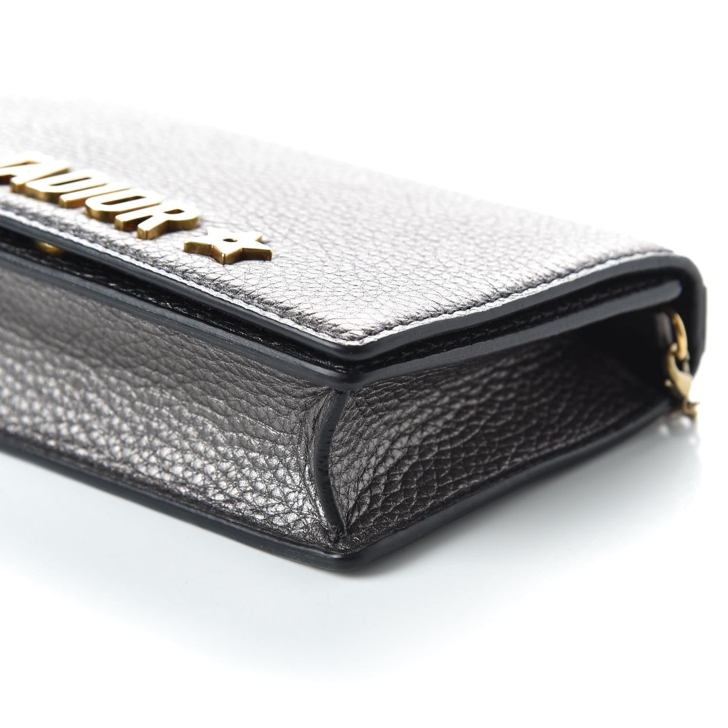 Metallic Grained Calfskin J'Adior Clutch Gunmetal