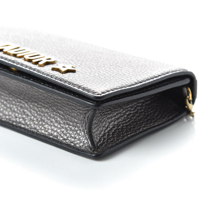 Christian Dior Metallic Grained Calfskin J'Adior Clutch Gunmetal 7 of 10