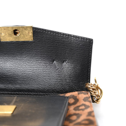 Givenchy Calfskin Suede Leopard Print Small GV3 Shoulder Bag Black Chestnut 11 of 13