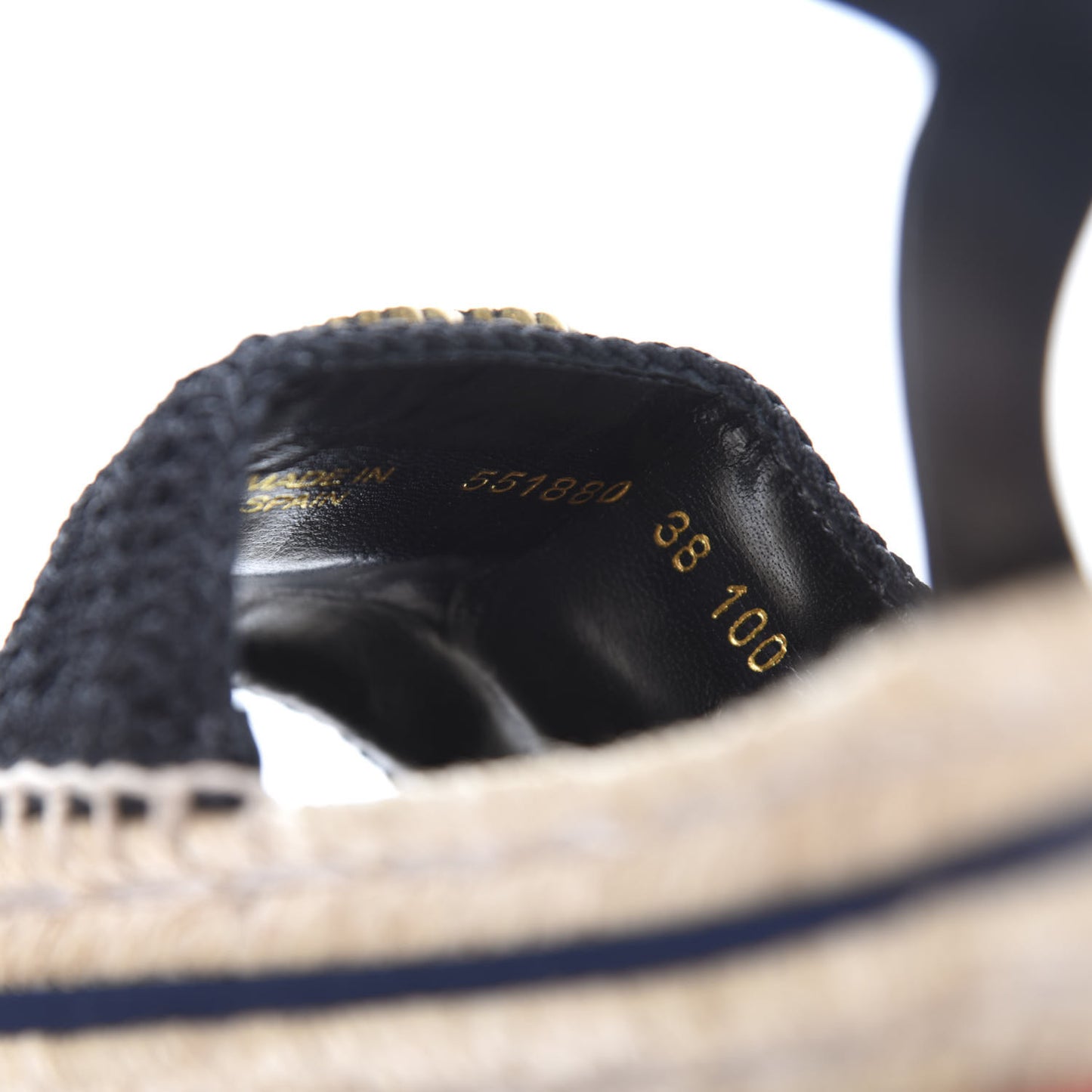 Cotton Malaga Kid Crochet Pearly GG Lilibeth Espadrille Platform Sandals 38 Black