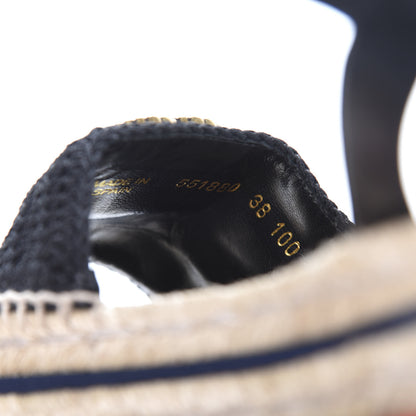 Gucci Cotton Malaga Kid Crochet Pearly GG Lilibeth Espadrille Platform Sandals 38 Black 9 of 10