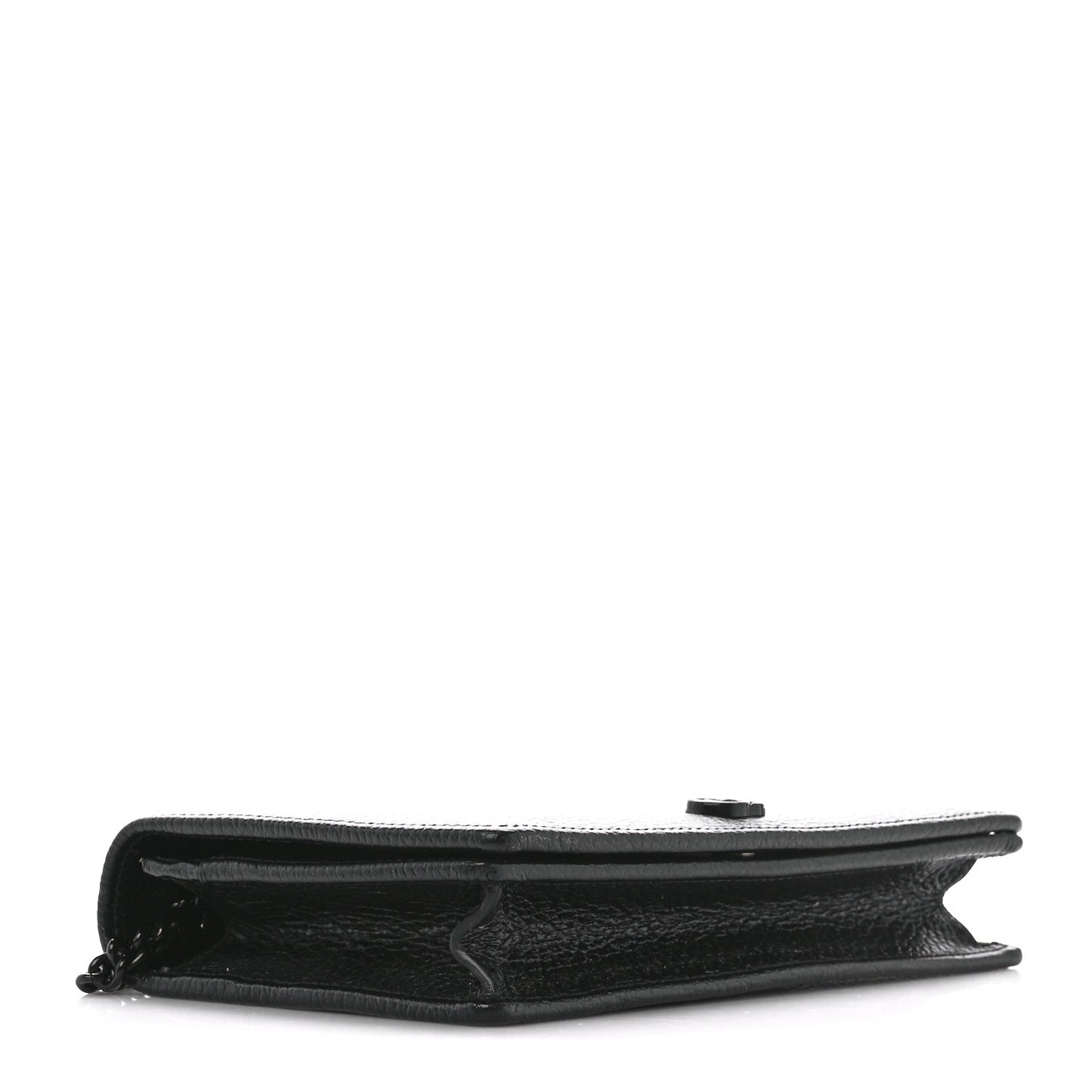 Dollar Calfskin Enamel Monochrome Mini GG Marmont Chain Wallet Black