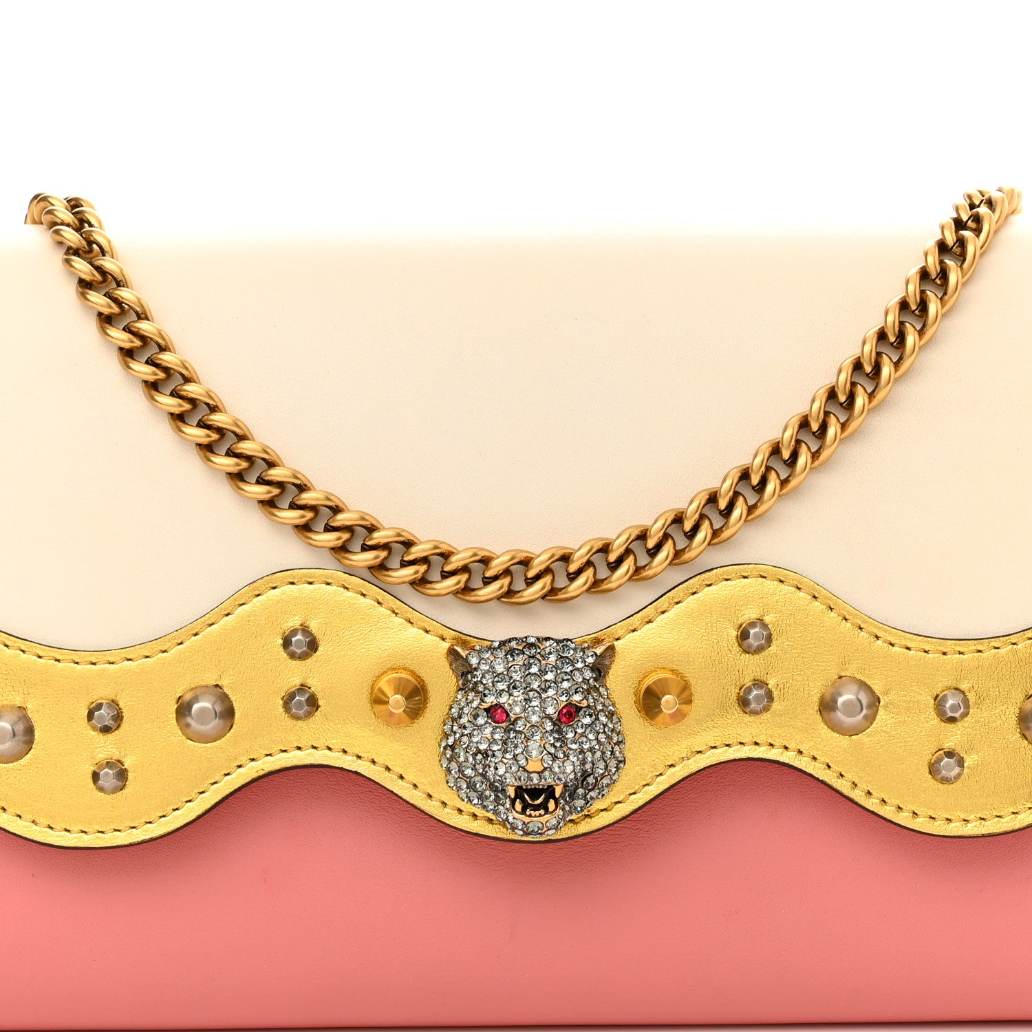 Gucci Calfskin Animalier Broadway Clutch Pink 9 of 13